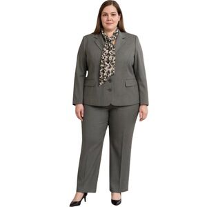 Kasper 2PC Suit Slate Gray Size 18 Women’s Blazer Pants Scarf Workwear NWT